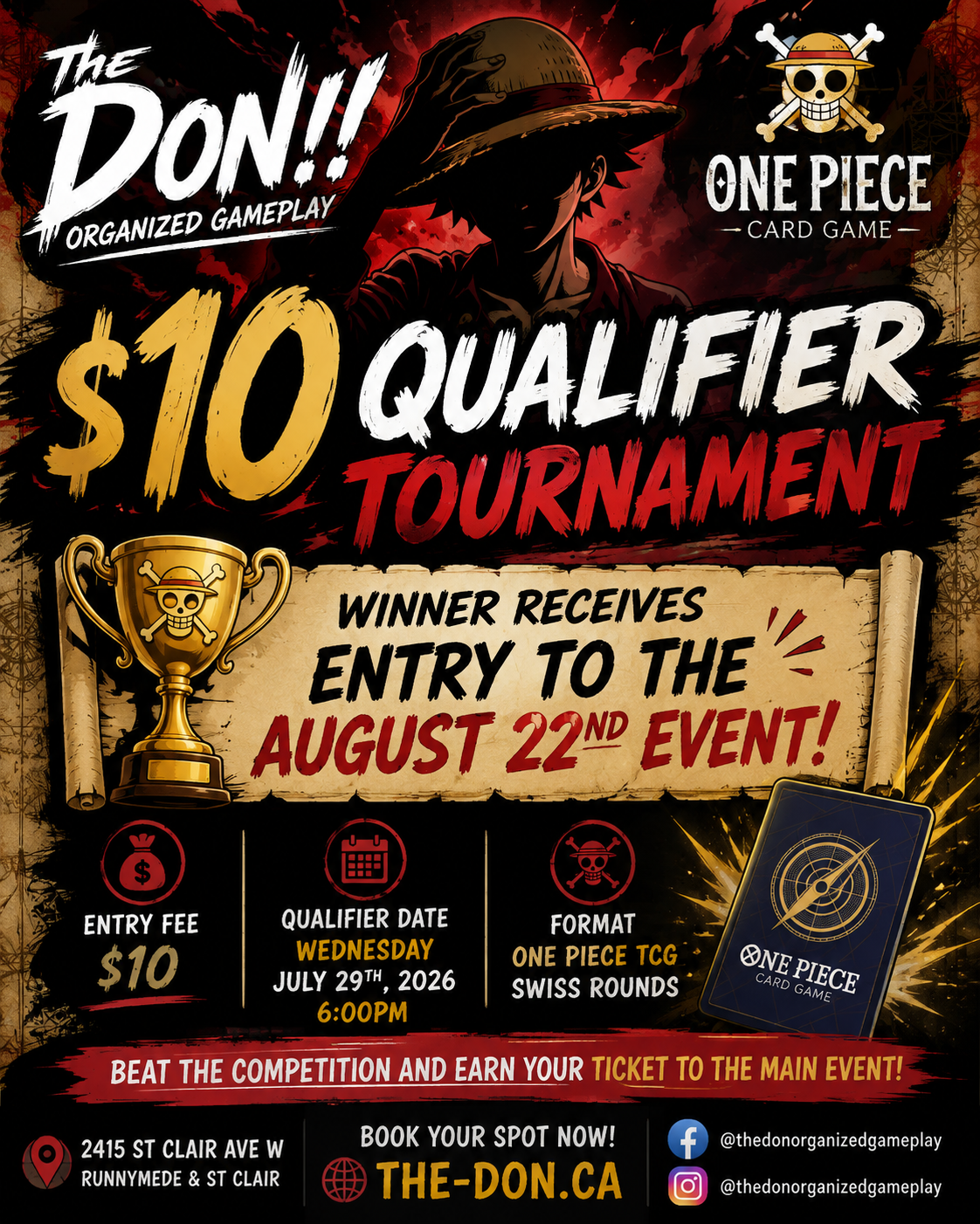 August 19th 10$ Qualifier Tournament Event Ticket Entry